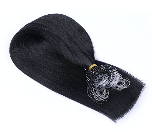 Micro-Ring/Loop Hair Extensions (#1 - SCHWARZ - 60 cm - 150 Strähnen - 1g) 100% Remy Echthaar Haarverlängerung Micro Ring Remy Qualität, ganz leicht einzusetzen - by Haar-Profi