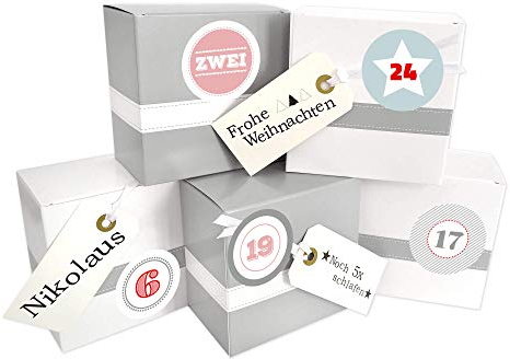 Frau WunderVoll Adventskalender Schneeflöckchen, Ziffern Pastell - Weihnachtskalender Bastelset Adventskalender zum Befüllen/Weihnachten, Papiertüten, Kinder, Zahlen, Geschenkbeutel, Aufkleber