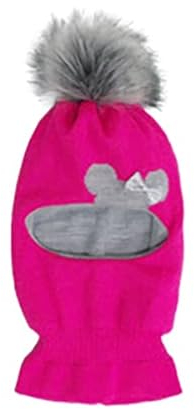 AJS Mädchen Schlupfmütze Wintermütze Ballonmütze Beanie für Mädchen 3-6 Jahre alt, 50-54 cm Kopfumfang, sehr dehnbar in 9 Farben (Pink/Hell-grau ... F)