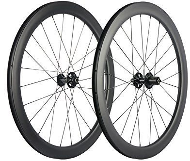 WINDBREAK BIKE Carbon Fiber Road Disc Brake Wheelset 50mm Clincher Wheels 25mm Width (Center Lock Hub, QR Type Front 9*100mm Rear 10*135mm)