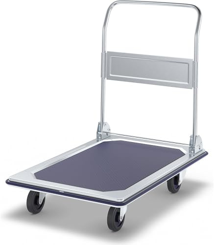 QUIPO | Profi-Plattformwagen | Tragfähigkeit 300 kg, verzinkt / verchromt, PU-Räder