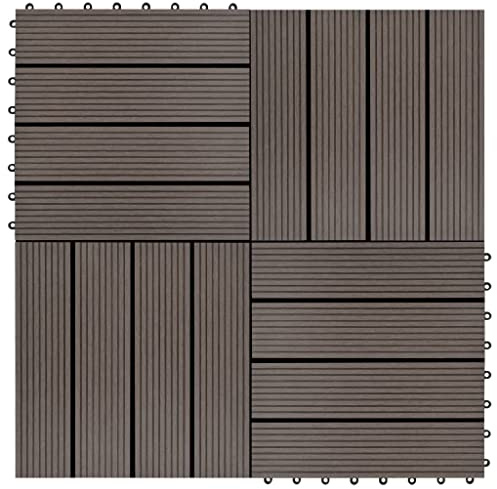 vidaXL 11 Piastrelle per Terrazza WPC Marrone Scuro Pavimento Patio