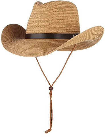 EOZY Kinder Stroh Cowboyhut Sommer Sonnenhut Strohhut Fasching Westernhut Braun