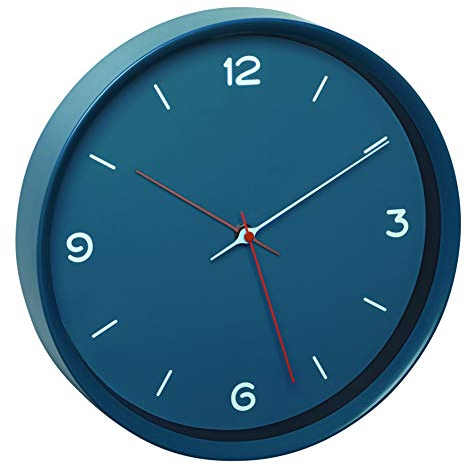 TFA Dostmann Analoge Wanduhr, 60.3056.06, geräuscharmes Sweep-Uhrwerk, Quarzuhr, Glasabdeckung, Petrol-blau, L315 x B50 x H340 mm