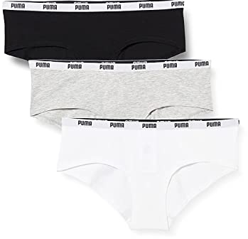 PUMA Hipster , Hipster Höschen Damen, Weiß / Grau Schwarz, L EU