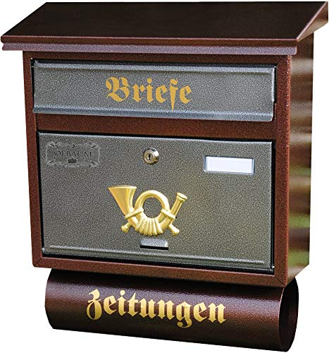 Nostalgie Design Briefkasten, Motiv mit Zeitungsrolle groß,