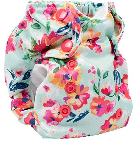 Smart Bottoms Neugeborenen-Windel All-In-One für Babys von 2,7 bis 7 kg Aqua Floral
