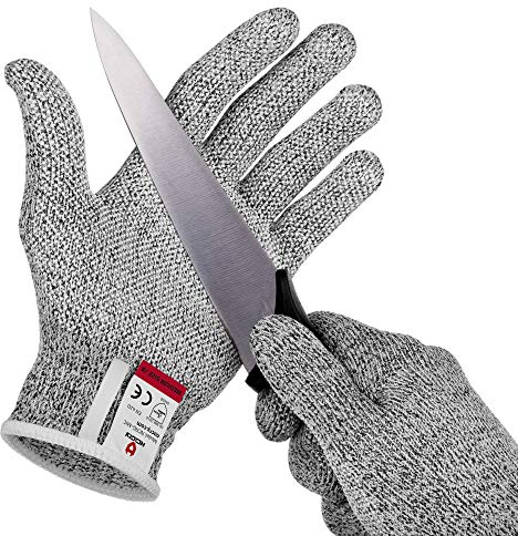 NoCry schnittsichere Handschuhe mit Griffnoppen – Leistungsfähiger Level 5 Schutz, lebensmittelecht. Größe: S, 1 Paar