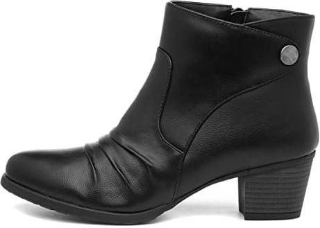 Lilley Women's Black Heeled Zip Up Ankle Boots