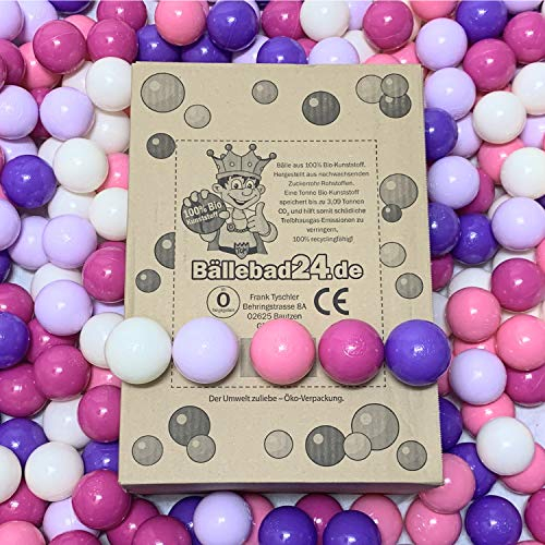 100 Bio-Kunststoff Bällebad Bälle aus nachwachsenden Zuckerrohr - Rohstoffen, 6cm Ø, Kindergarten und Gewerbequalität-BB02 (BB04)