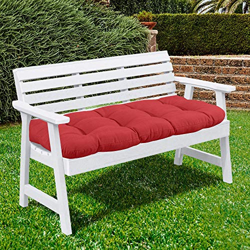 Sweet Home Collection Patio Chair Cushions Outdoor Loveseat Lounge Seat Pads Premium Comfortable Thick Fiber Fill Tufted 44 x 19, 1 Count (Pack of 1), Red