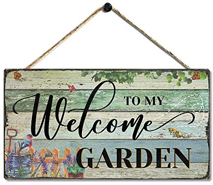 SAC SMARTEN ARTS Garten-Schild im Retro-/Vintage-Stil, aus Holz, dekoratives Blumenschild, Wanddekoration – Welcome to My Garden schönes motivierendes Zitat, Wohnaccessoire, Schild von 29,2 x 15,2 cm