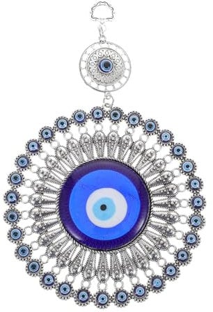 IMIKEYA Turkish Blue Eye Ornament Evil Eye Blue Pendant Glass Hamsa Good Luck Lucky Charm Hand Fatima Protection Hanging Decor for Home Wall Door Ornament