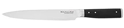 KitchenAid Gourmet Forged Triple Rivet Slicing Knife with Custom-Fit Blade Cover, 8-inch, Sharp Kitchen Knife, High-Carbon Japanese Stainless Steel Blade, Black