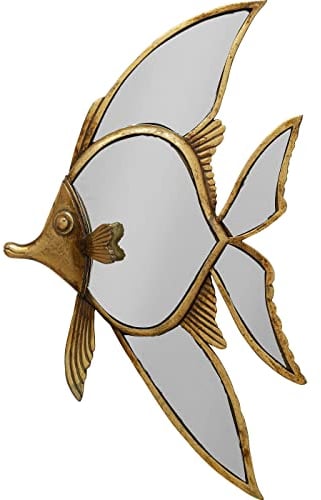 Kare Design Wandobjekt Pisces, Gold, Spiegel, Wohnzimmerdekoration, Fisch Design, Wandschmuck, Vintage Stil, 39x24x3 cm (H/B/T)