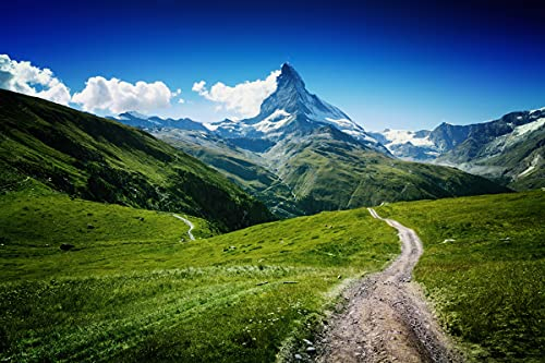 ALPEN Fototapete VLIES-500x280 cm (6155A)-Natur Landschaft Berge Bäume Gebirge Fotokunst Wandtapete-Inkl. Kleister-Vliestapete Bild Dekoration Wand-Dekor Moderne Motiv-Tapete Panorama Poster XXL
