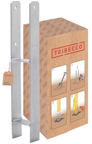 TRIBECCO H-post support for embedding in concrete (101 x 101/600) hot-dip galvanised, total height: 600 mm, material thickness: 5 mm, clear width: 90 mm, flat steel, H-concrete anchor for heavy wooden