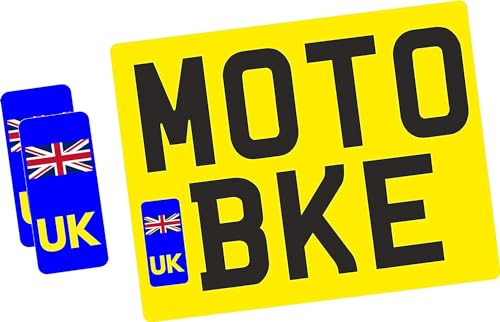UK MotorBike Number Plate - Vinyl Stickers - Union Jack - NO EU Flag Brexit - Pack of 2 for Motor Bike Replaces GB Sticker