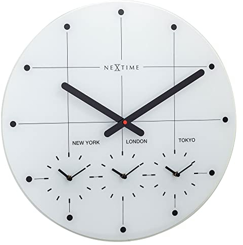 NeXtime Wanduhr, 43 cm, Silencieux-Blanc-Verre Big City