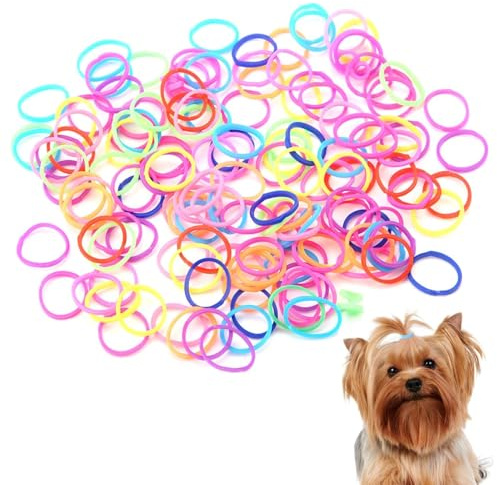 Cyrank 1000 Stück Hundehaar Gummibänder, Elastic Bunt Mini Kleine Hundehaarbänderhundehaarbänder Kleine Dünne Haargummis Klein Gummiringe Hundepflege Haaraccessoires Für Hunde Yorkie Pudel Hund Pferd