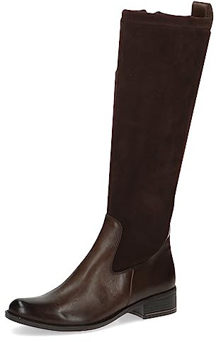 CAPRICE Damen Hohe Stiefel mit Absatz Runde Spitze Blockabsatz, Braun (Dk Brown Comb), 36.5 EU