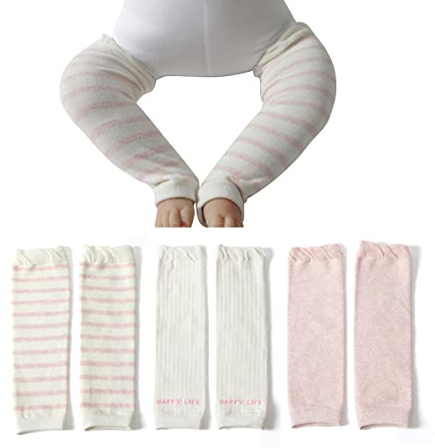 OTKARXUS Lot de 3 paires de jambières pour bébé - En tricot - Sans pieds - Pour tout-petits, Rose, taille unique