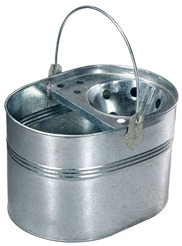 Best House | Galvanized Mop Bucket | 15 Litres | 2Pcs | Metal Mop Bucket| Heavy Duty Industrial Galvanized steel Mop Bucket For Office Kitchen Bathroom Home Floor Cleaning, Silver (Pack of 2)