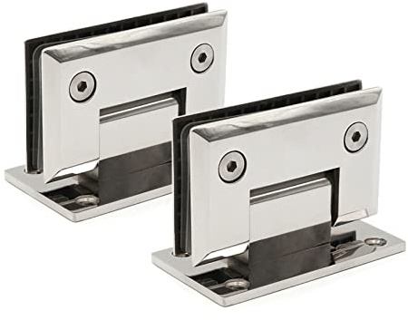 Lot de 2 charnières de porte en verre robustes à 90° en acier inoxydable pour salle de bain, sans cadre, accessoires de douche, vitrine fixe en verre (miroir argenté brillant)