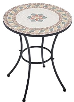 Warmiehomy Garden Table Mosaic Table 60cm Outdoor Dining Table Round Patio Coffee Table