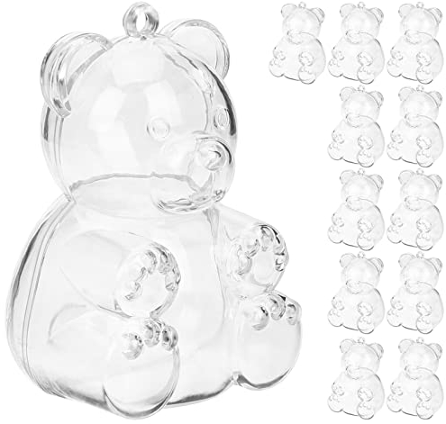TOYANDONA 12Pcs Bear Shaped Candy Boxes, Clear Honey Bottle Bulk Fillable Ornaments Crafts Decorations Bear Container for Baby Shower Birthday Party Favors