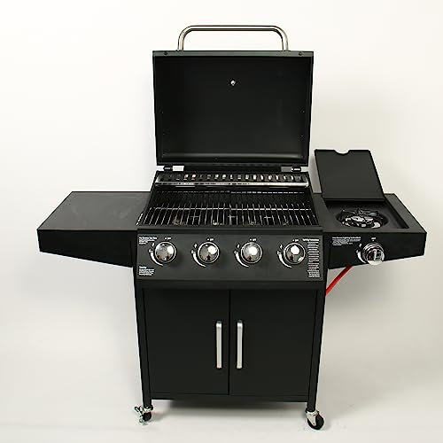 Parrilla de gas Deluxe 4 + 1 quemador lateral barbacoa con regulador de gas