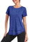 Deaviya Sport T-Shirt Damen, Kurzarmshirt Frauen, Workout Tops Rundhalsausschnitt Athletisch Lässig Laufen Yoga Fitness T-Shirts Locker (DE/NL/SE/PL, Alphanumerisch, M, Dunkelblau)