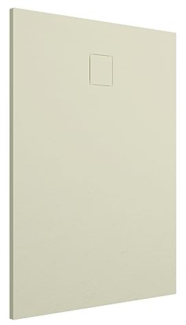 Piatto Doccia 80x110 cm Avorio Effetto Pietra Rettangolare in SMC Riducibile Samos