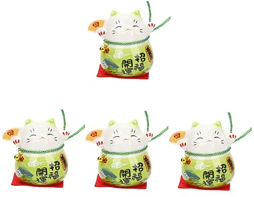 Warmhm 4stücke Glückskatze Figurine Japanische Glücksbringer Statue Aus Home Decor Für Büro Auto Wohnzimmer Einzigartiges Design Langlebig Und Pflegeleicht Zufriedenheit Und