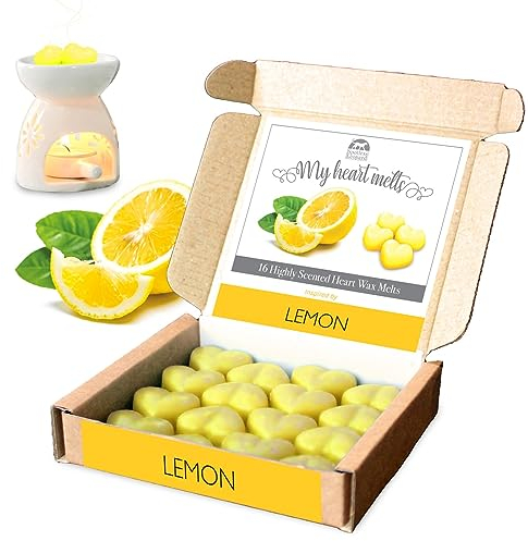 Zitronenwachsschmelzen – 16 x 5 g stark nach Zitrone duftende Wachsschmelzen in einer schönen Präsentationsgeschenkbox. Spotless Leopard-Kerzen-Geschenksets