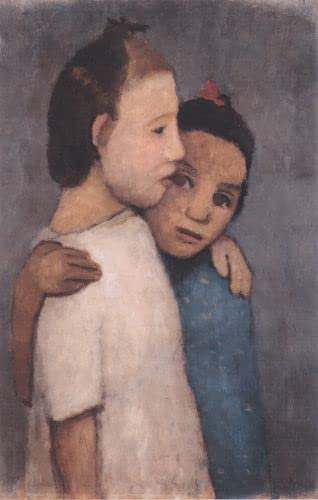 SYlale Wandkunst Bilder Poster Wandkunst Ölgemälde Zwei Mädchen im weißen Kleid von Paula Modersohn Becker für Wanddekoration 60x90cm