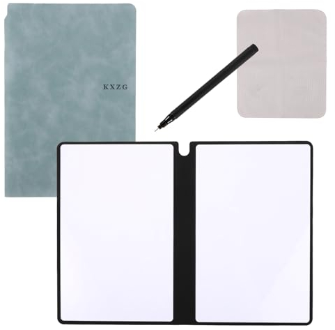 Dry Erase Notebook, 24 x 16,5 cm Wiederverwendbares Trocken Abwischbares Notizbuch Löschbares Notizbuch Whiteboard-Notizbuch für Unternehmen Zuhause Büro (Hellblau)