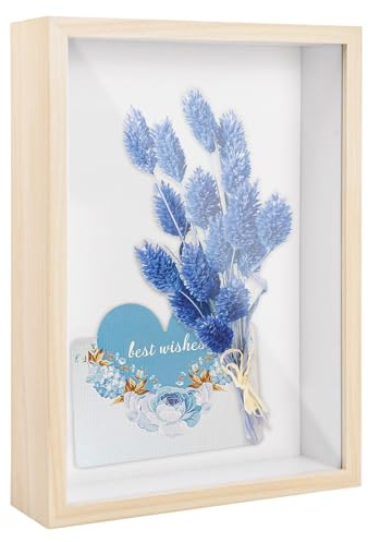 Joyan Cadre A4 Bois Cadre, 3D Profond avec Vitre Cadre Photo A4 Profond avec Vitre pour Objet Dessin Enfant (Beige)