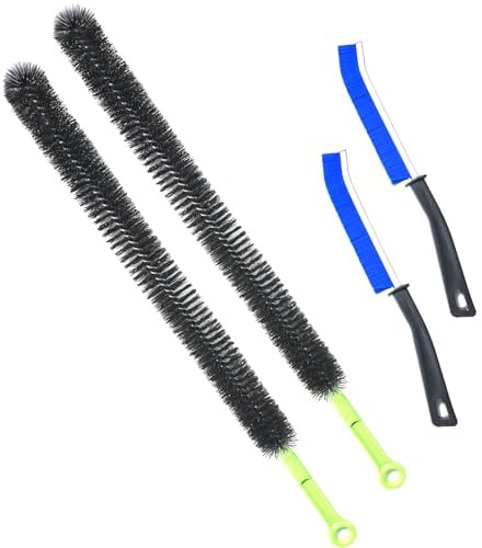 4-teiliges verbessertes Abflussbürsten-Set, mit 2 verlängerten, verdickten Bürsten und 2 Detail-Fugendüsen, harte Borsten für Küche/Badezimmer/Dusche/Badewanne/Waschbecken, beseitigen Sie Haare und