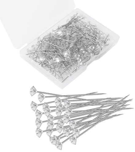 200 Stück Diamant Blumen Strauß Pins, 5.1 cm Diamant-Nadeln, Hochzeit Blumen Nadeln mit Box, Lang Strass-Nadeln, Gerade Kopf Blumenstrauß-Zubehör für Hochzeit, Schmuck, Blumen Handwerk Deko