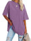 Ebifin Oversize T Shirt Damen Rundhals Kurzärmeliges Tops Casual Lockere Basic Sommer Tee Shirts Bluse.Lila.XXL