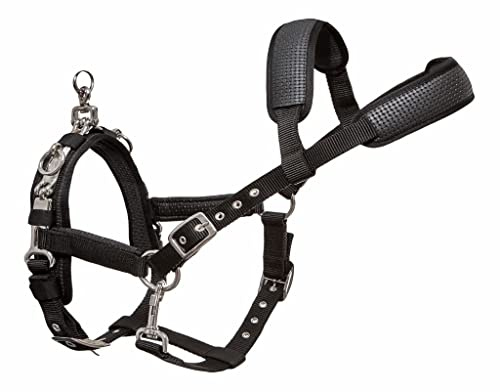 Longierhalfter für Pferde aus schwarzem Kunststoff Start PVC Kappzaum Pferd (Schwarz, Warmblut)