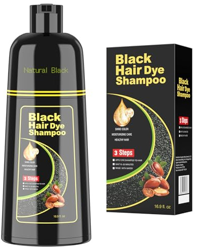 BELEZALIB Black Hair Dye Shampoo for Woman & Man, Argan Hair Color Shampoo 3 in 1, Semi-Permanent Gray Hair Coverage, Mild Formula, Lasts 30 Days(16.90 oz)