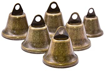 Wisafory 20 Stück Vintage Glöckchen Jingle Bells Deko Glocke Kuhglocke Anhänger zum Basteln Hängende Glöckchen Mini Glocke für Weihnachten Windspiele Hunde Einbruchstraining Bronze 32mm