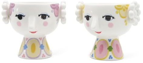 BJÖRN WIINBLAD Eva Teelichthalter Keramik glasiert bunt mit Gesicht Design, dekorativer Kerzenhalter Ø 9 cm, skandinavisches Wohnaccessoire für Tisch und Wohnzimmer