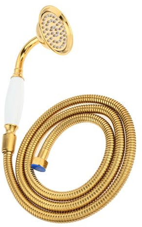 DRELD 2 PCS Retro Dusche Set, 1×Edelstahl Handbrause mit 1×1.5m Schlauch, Nostalgie Gold Dusche Set, Edelstahl Retro Duschkopf Handbrause Set (Gold)