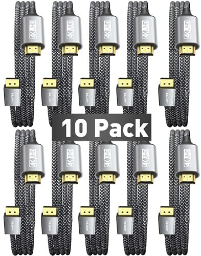 UANTIN 10-Pack 4K DisplayPort to HDMI Cable 6Ft | 1080P@120Hz,1440P/2K@60Hz Uni-Directional DP to HDMI Male Braided Cord Display Port to HDMI Cable for Dell,Lenovo,ThinkPad,HP,AMD,NVIDIA