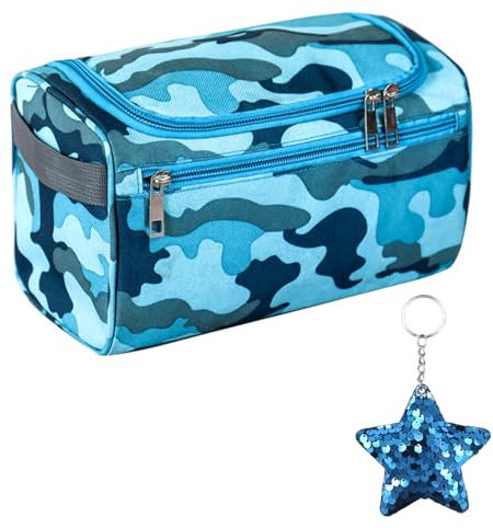 1 Trousse De Toilette Camouflage, 1 Pendentif Étoile À Paillettes, Trousse De Toilette De Voyage, Trousse De Toilette De Rangement, Sac De Rangement Grande Capacité, Trousse De Douche pour Homme