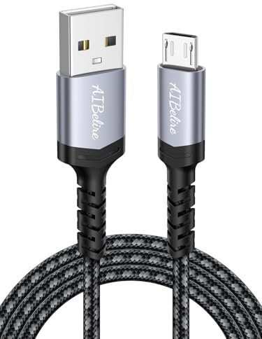 Câble Micro USB 1M Nylon Tressé Chargeur Micro USB Charge Rapide et Synchro Compatible pour Android Samsung Galaxy S7 S6 Edge J7 J5 J3, Redmi Note 5 6 Pro, Wiko, Huawei, Sony, LG, Kindle, PS4
