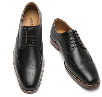 Herren Oxford & Derby Formal Dress Shoes Lace Up Leder Classics in Schwarz und Braun mit Lack Brogue Details